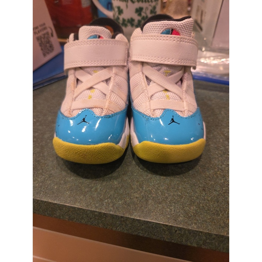 Nike Jordan 6 Rings White/Light Blue Fury-Cyber TD Toddler Size 5C - Picture 13 of 15